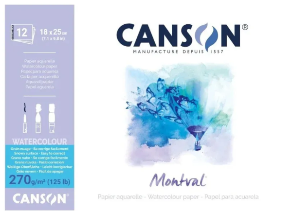 Producto - BLOCK CANSON MONTVAL 18X25 CM 270 GR. X 12 HJ ENCOLADO