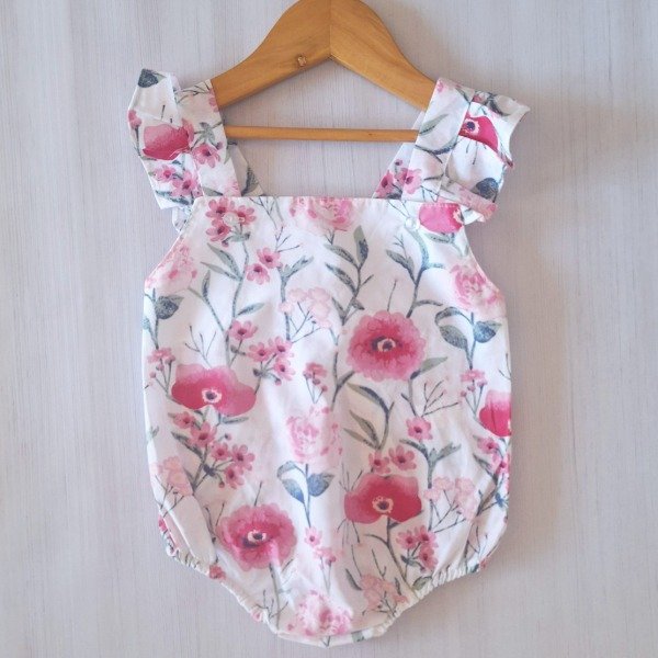 Producto - Body Poplin Blanco Ramitas Rosas