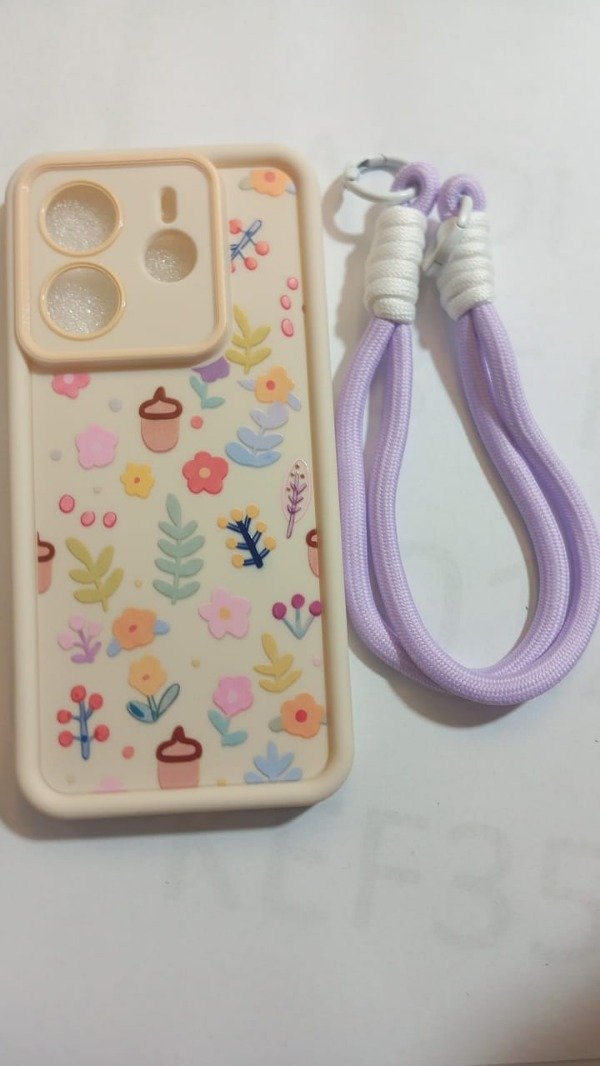 Producto - Funda de silicona con diseño + strap Lila para Xiaomi Redmi Note 14