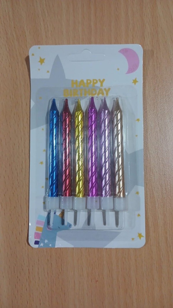 Producto - Vela Metalizada Torneada 9cm Multicolor