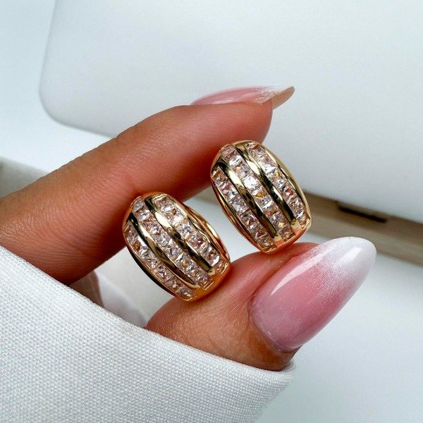 Producto - Aros Dorada Micole - Piedritas Blanca