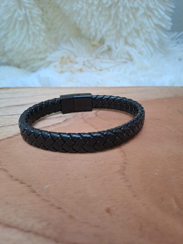 Producto - PH9 Pulsera Eco-Cuero simple Negra Imantada