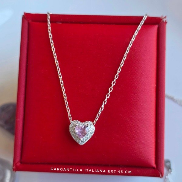 Producto - Gargantilla italiana coraozn cubic rosado