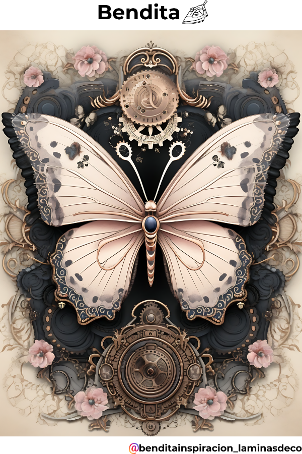 Producto - Bendita Plancha 001 Mariposa Steampunk