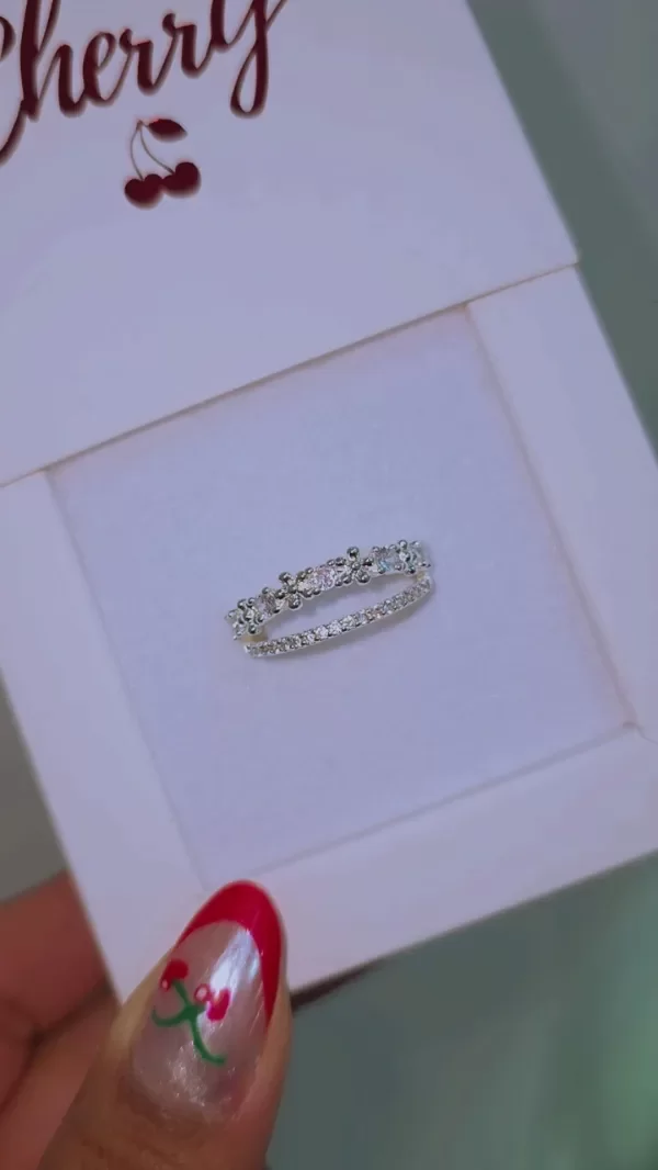 Producto - Anillo doble flor y cubic AB