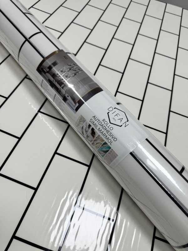 Producto - Rollo Autoadhesivo Simil Marmol Brillante 1,2 x 3 M Ladrillo Blanco