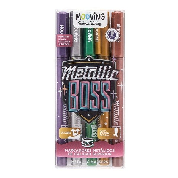 Producto - MARCADOR MOOVING METALICO BLISTER X 5 COLORES