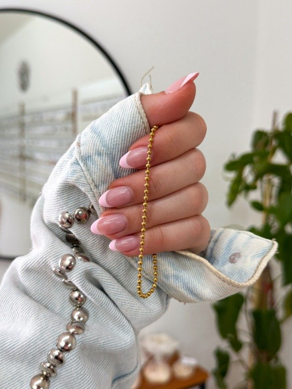 Producto - Pulsera acero dorado pelotitas