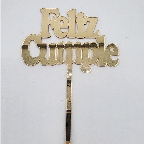 Producto - Topper Espejado con palito en acrilico dorado y plateado