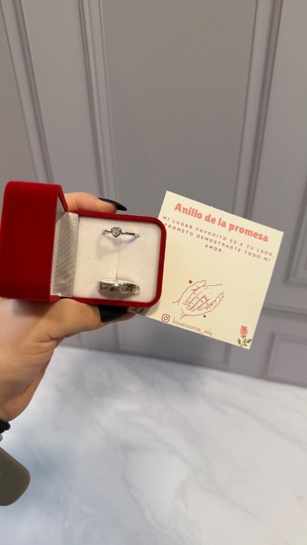 Producto - Cajita de anillos de la promesa - Anillo cubic corazon y alianza
