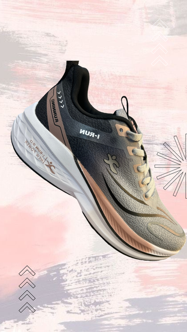 Producto - Zapatillas I-RUN gris negro y rosa