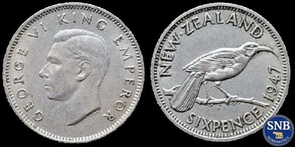 Producto - Nueva Zelanda - 6 Peniques (1947) KM #8.a - Commonwealth