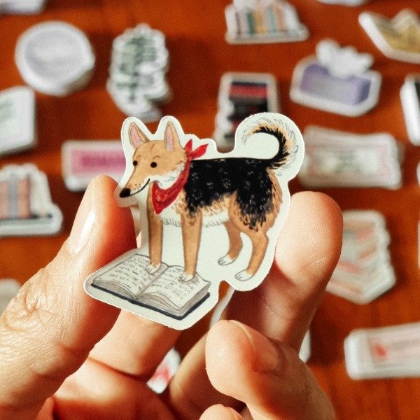 Producto - STICKER PERRITO Y LIBROS 2