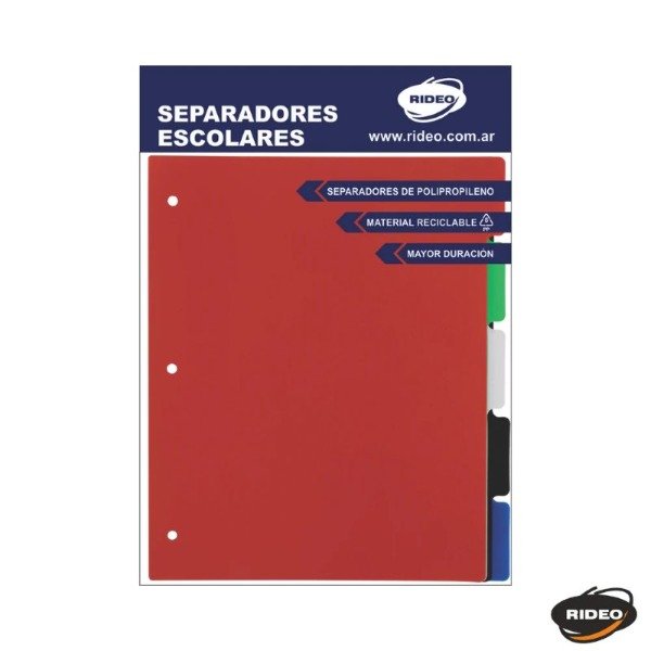 Producto - Separador escolar Rideo 5 pos. MATT COLORES CLASICOS