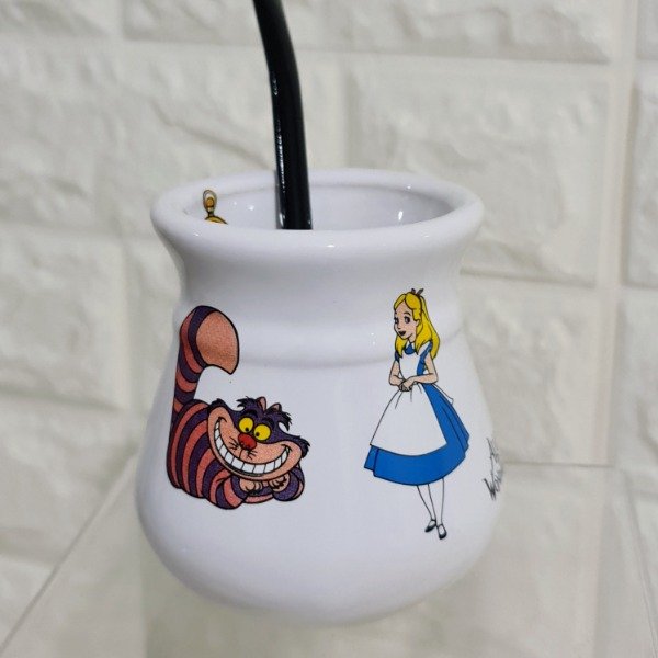 Producto - Mate criollo blanco Alicia en el país de las maravillas