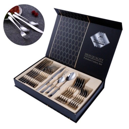 Producto - Juego de Cubiertos 24Pcs Acero Inox (Plata)