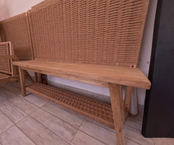 Producto - Pie de cama con estante tejido 140cm