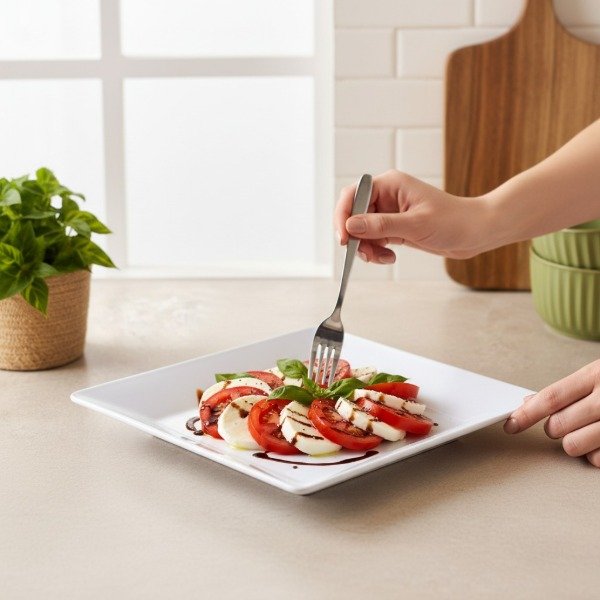 Producto - PLATO CUADRADO POSTRE DE MELAMINA GASTRONOMICA 20X20CM - 1