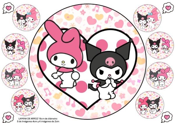 Producto - LAMINA KUROMI Y MELODY 4 REDONDA