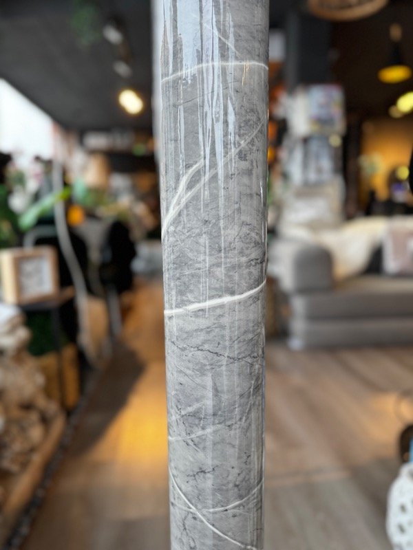 Producto - Rollo Autoadhesivo Simil Marmol Brillante 1,2 x 3 M Gris Oscuro vetas blancas