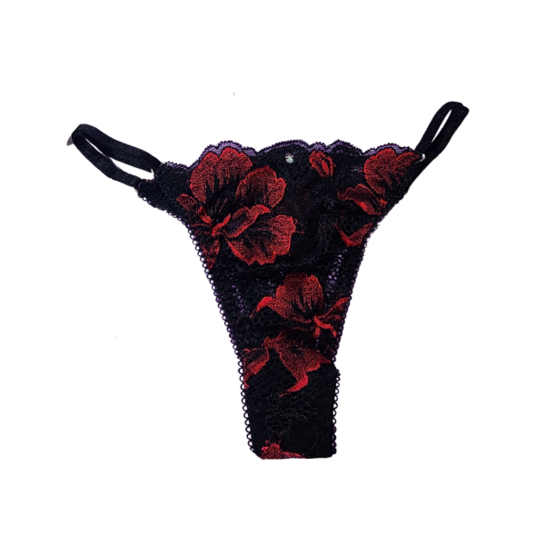 Producto - Colaless regulable encaje negro y rojo