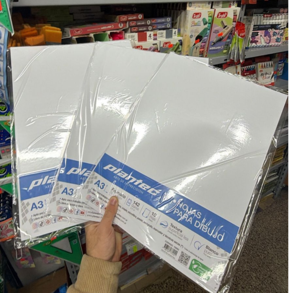Producto - PAPEL P/DIBUJO PLANTEC 29,7 X 42 142 GRS A3 X 10 HS