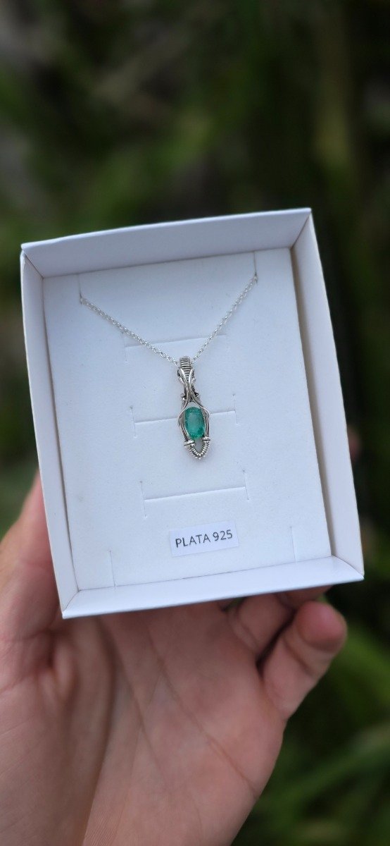Producto - ESMERALDA FACETADA- PLATA 925 - 2