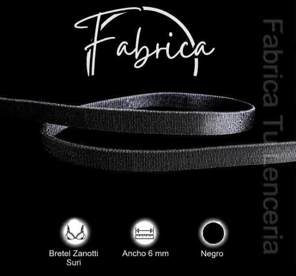 Producto - Bretel Negro 6mm "Suri" Zanotti (1 metro)