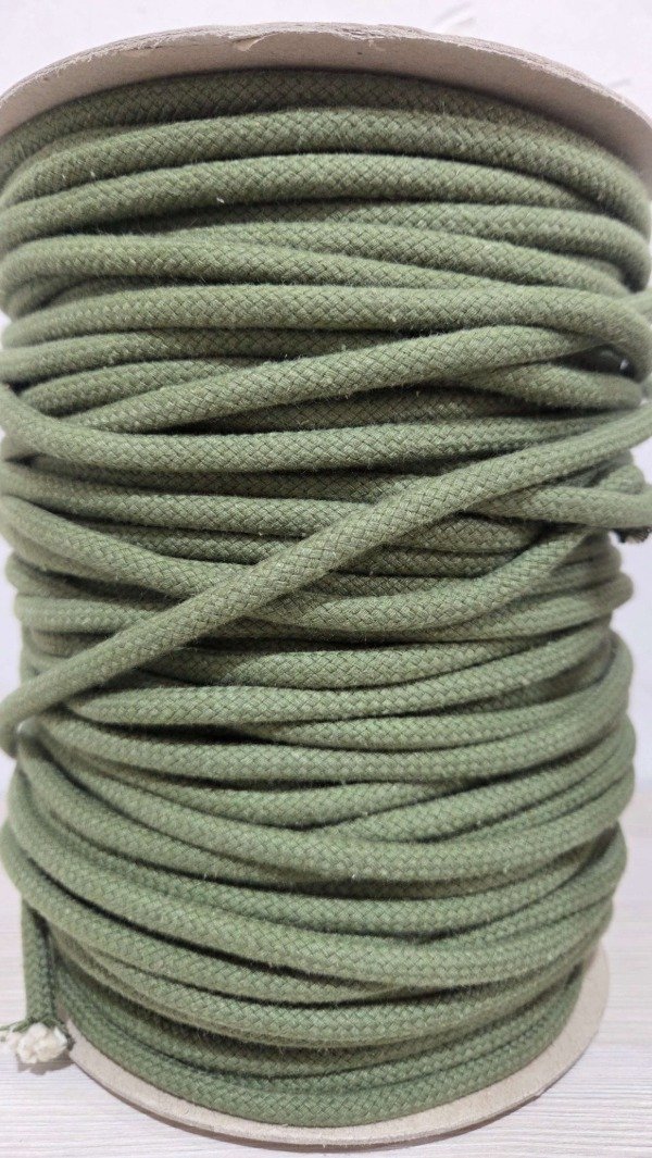 Producto - Cordon de algodón trenzado 6mm VERDE MUSGO 100MTS