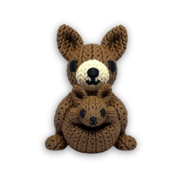 Producto - Muñeco Canguro con cría 3D efecto tejido