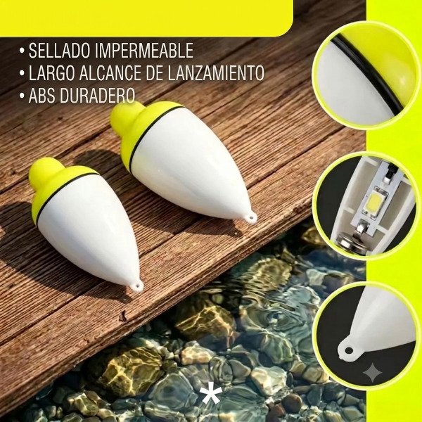 Producto - Boya Plastica Pera con Led Rojo y/o Verde Soporta hasta 80g + Pila CR2032 - 5