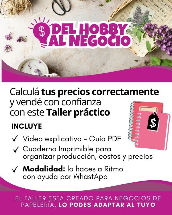 Producto - Taller + Cuadernillo imprimible.  Cómo calcular los precios de un producto