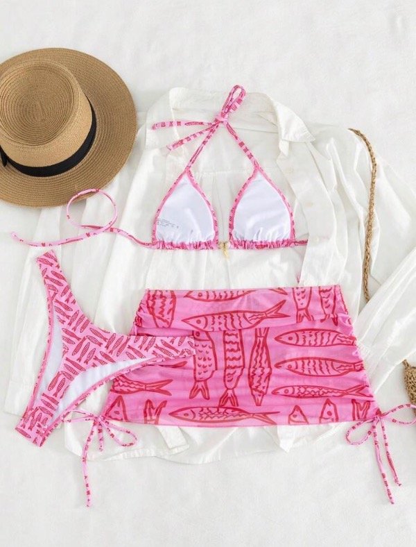 Producto - Bikini Ocean set x 3 rosa y rojo - 2