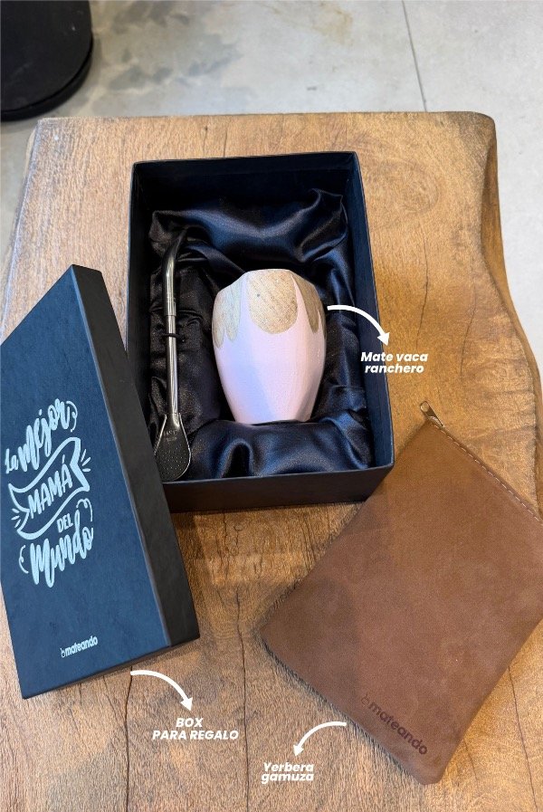 Producto - BOX MAMÁ 3x1  - MATE RANCHERO ROSA + BOMBILLA + YERBERA - 1