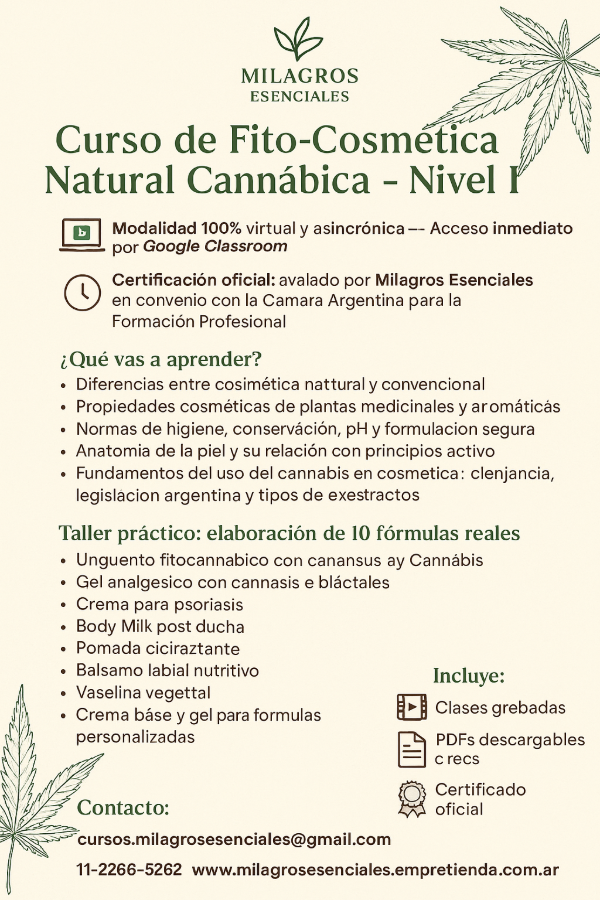 Producto - Curso de Fito-Cosmética Natural Cannábica  Nivel 1