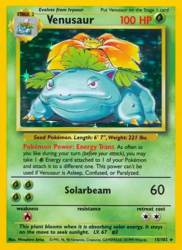 Producto - Venusaur - 15/102 - Pokemon Base Set Unlimited Holo Rare Card WOTC LP