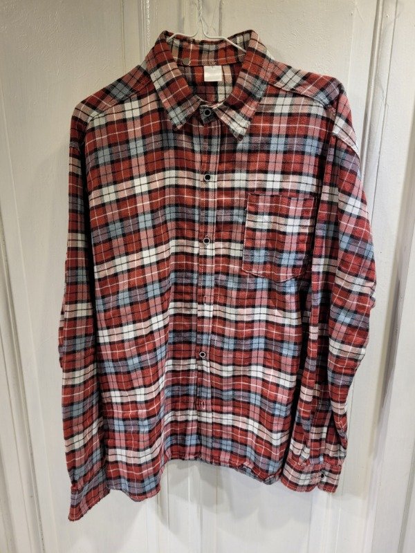 Producto - Camisa de lanilla cuadrillé bordeaux gris y blanco Talle L - PRECIO: 20X