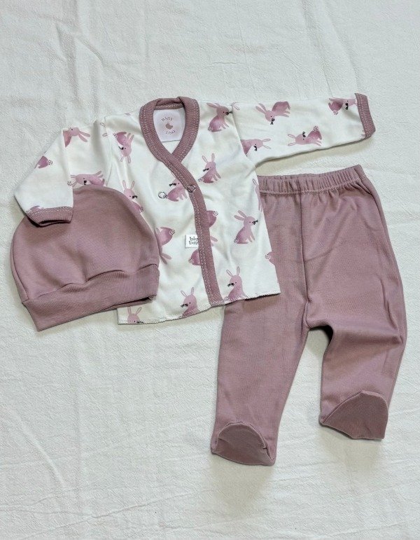Producto - Ajuar 3 piezas Conejitos Rosa