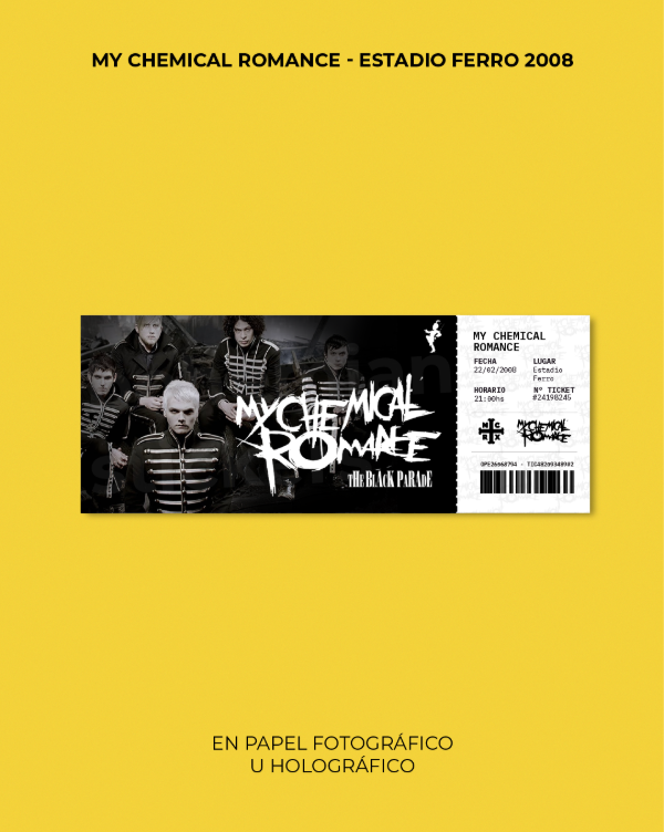 Producto - Entrada "THE BLACK PARADE TOUR" My Chemical Romance 2008 - Entrada de Recuerdo