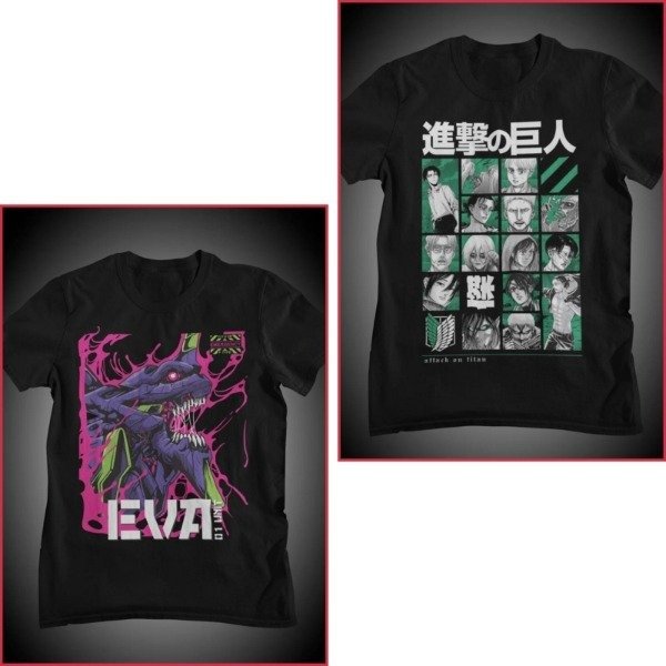 Producto - Remera de algodón - Evangelion y Attack on Titan (Ingrese para elegir talle)
