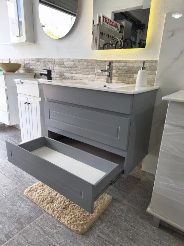 Producto - Vanitory de 80cm colgante gris - 7