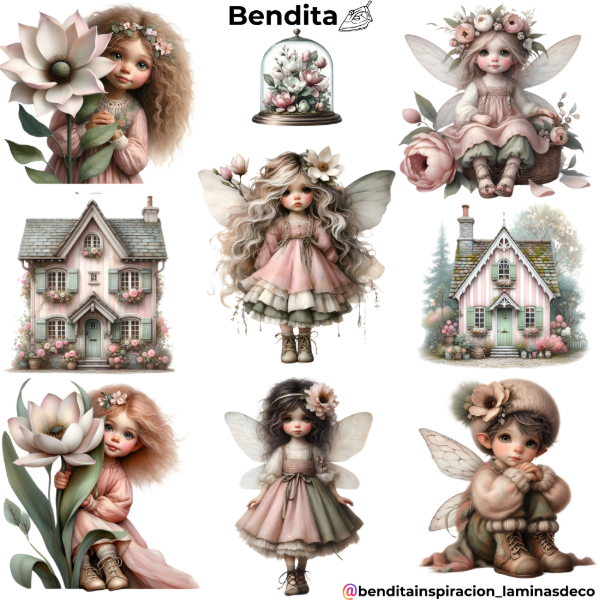 Producto - Bendita Plancha 308 Hadas, flores y casitas