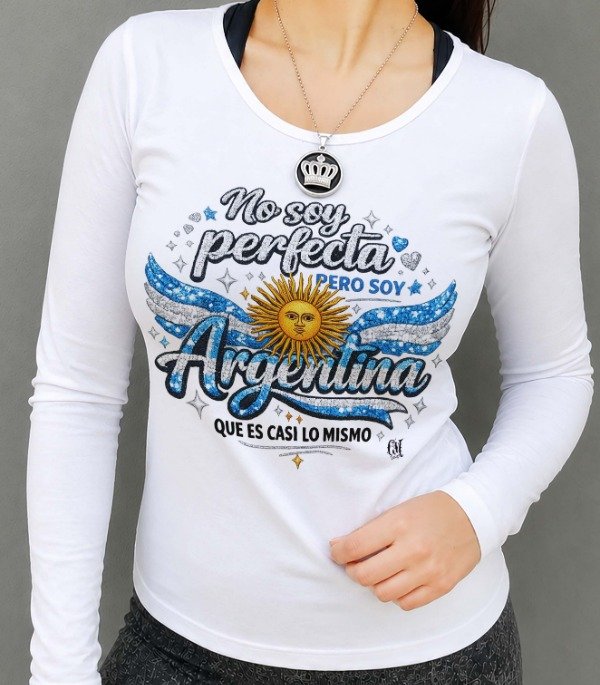 Producto - Remeras mangas largas mujer Linea Argentina Efecto Bordado-Strasses