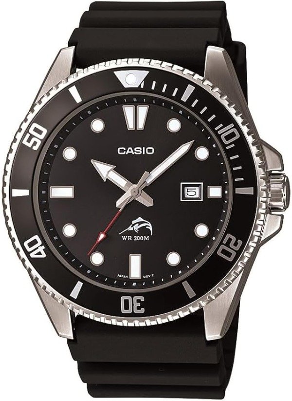 Producto - Casio Marlin Negro, Diver Sumergible 200M, corona a rosca, MDV106