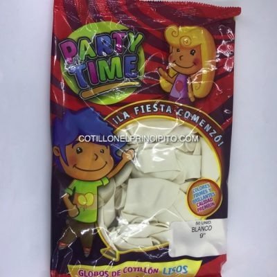 Producto - Globo Liso 9" Blanco x50 Unidades Party Time
