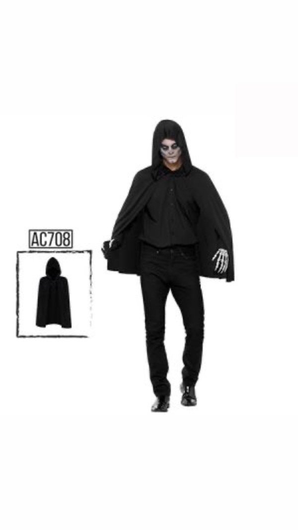 Producto - Capa negra corta con capucha 80cm