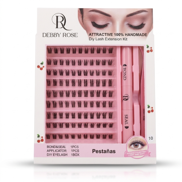 Producto - Set pestañas DIY Eyelaah + bonder, pegamento, pinza (#10) - Debby Rose
