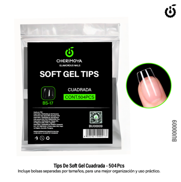 Producto - Tips Soft Gel Cuadrado Corto x504u Cherimoya