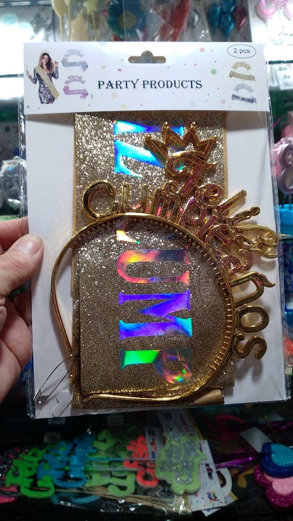 Producto - SET VINCHA FELIZ CUMPLEAÑOS BANDA+VINCHA