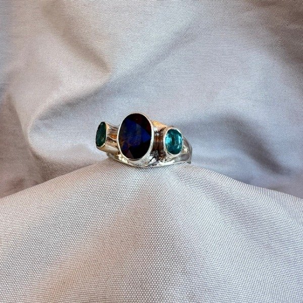 Producto - ANILLO ZAFIRO Y APATITOS AZUL NEÓN